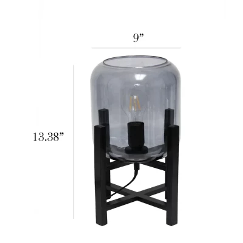 All the Rages Black Wood Mounted Lamp With Clear Glass Table