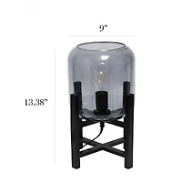 All the Rages Black Wood Mounted Lamp With Clear Glass Table