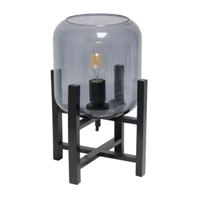 All the Rages Black Wood Mounted Lamp With Clear Glass Table