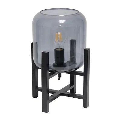 All the Rages Black Wood Mounted Lamp With Clear Glass Table