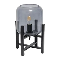 All the Rages Black Wood Mounted Lamp With Clear Glass Table