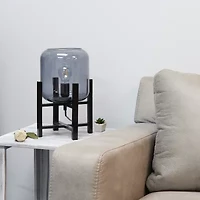 All the Rages Black Wood Mounted Lamp With Clear Glass Table