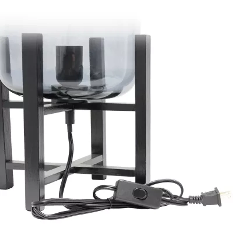 All the Rages Black Wood Mounted Lamp With Clear Glass Table