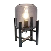 All the Rages Black Wood Mounted Lamp With Clear Glass Table