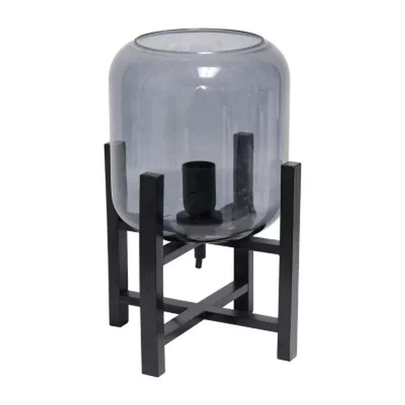 All the Rages Black Wood Mounted Lamp With Clear Glass Table