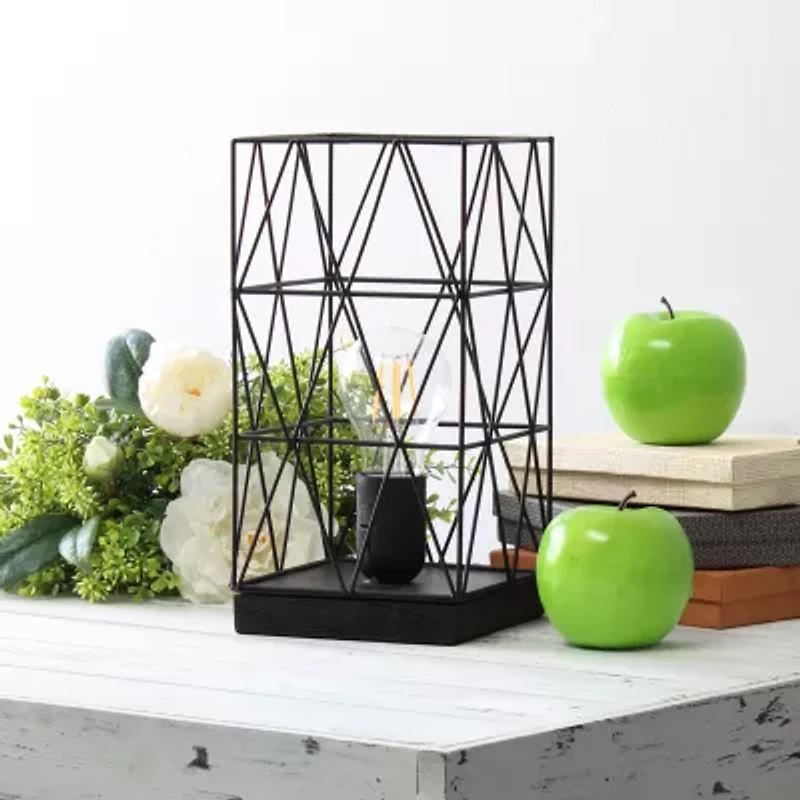 All the Rages Black Geometric Metal Table Lamp