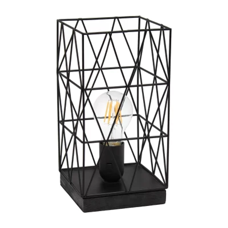 All the Rages Black Geometric Metal Table Lamp
