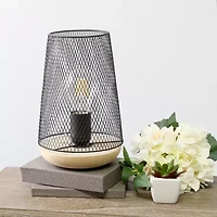 All the Rages Black Wire Mesh Uplight Metal Table Lamp