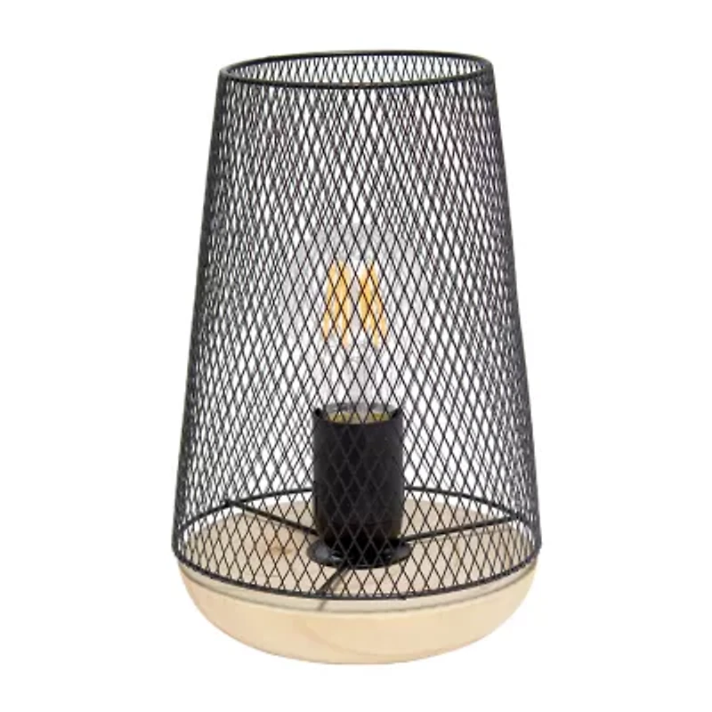 All the Rages Black Wire Mesh Uplight Metal Table Lamp