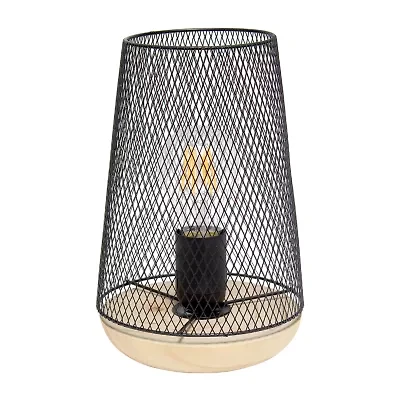 All the Rages Black Wire Mesh Uplight Metal Table Lamp