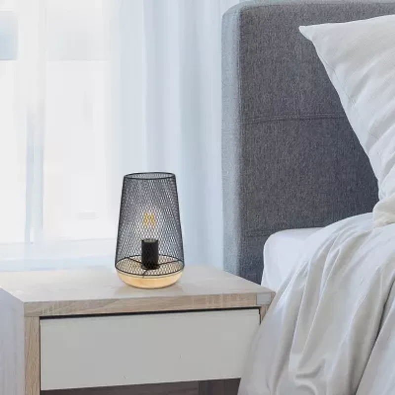 All the Rages Black Wire Mesh Uplight Metal Table Lamp