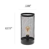 All the Rages Black Mesh Cylindrical Steel Metal Table Lamp