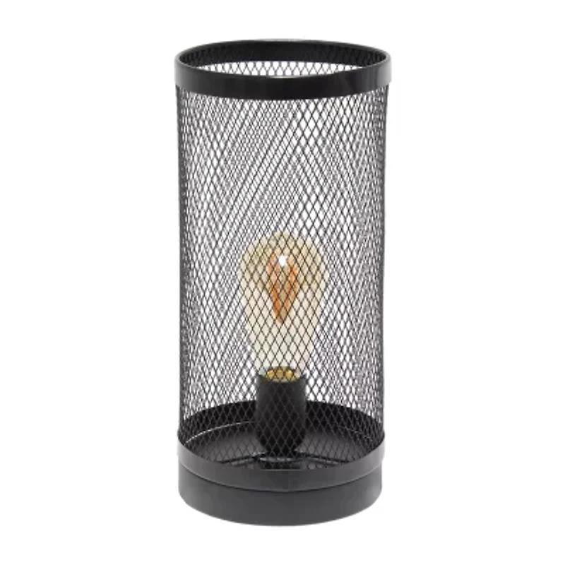 All the Rages Black Mesh Cylindrical Steel Metal Table Lamp