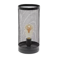 All the Rages Black Mesh Cylindrical Steel Metal Table Lamp