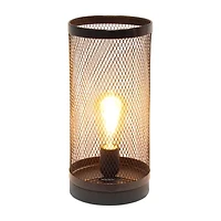 All the Rages Black Mesh Cylindrical Steel Metal Table Lamp