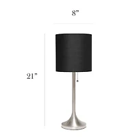 All the Rages Brushed Nickel Tapered With Black Shade Metal Table Lamp