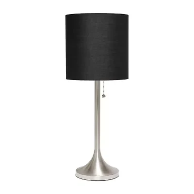 All the Rages Brushed Nickel Tapered With Black Shade Metal Table Lamp