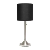 All the Rages Brushed Nickel Tapered With Black Shade Metal Table Lamp