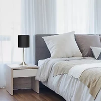 All the Rages Brushed Nickel Tapered With Black Shade Metal Table Lamp