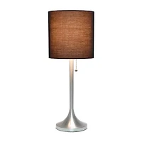 All the Rages Brushed Nickel Tapered With Black Shade Metal Table Lamp