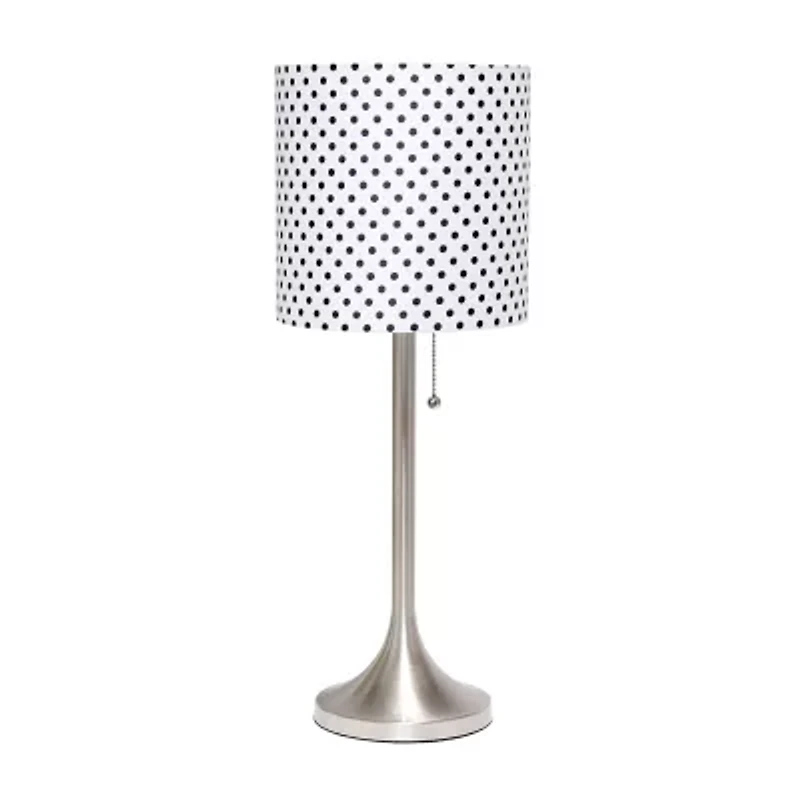 All the Rages Brushed Nickel Tapered With Black Shade Metal Table Lamp