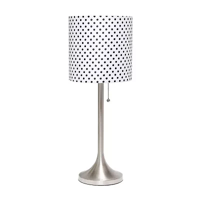 All the Rages Brushed Nickel Tapered With Black Shade Metal Table Lamp