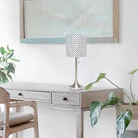 All the Rages Brushed Nickel Tapered With Black Shade Metal Table Lamp