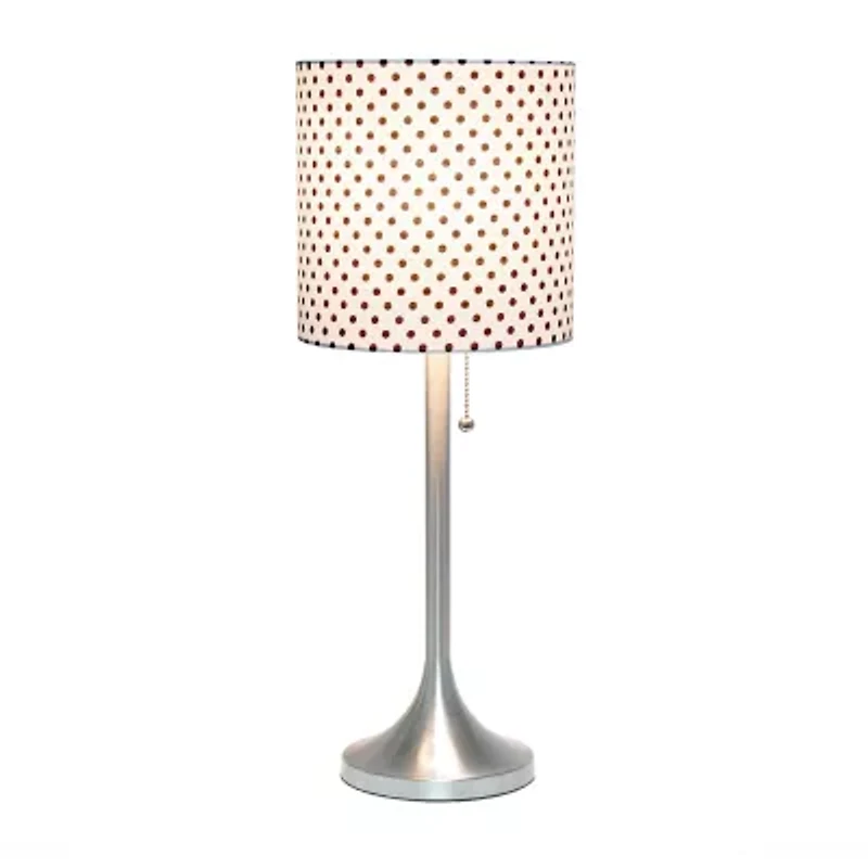 All the Rages Brushed Nickel Tapered With Black Shade Metal Table Lamp