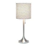 All the Rages Brushed Nickel Tapered With Black Shade Metal Table Lamp