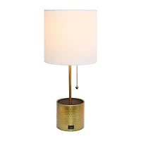 All the Rages Black And White Hammered Usb Metal Table Lamp