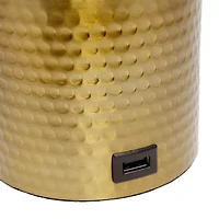All the Rages Black And White Hammered Usb Metal Table Lamp