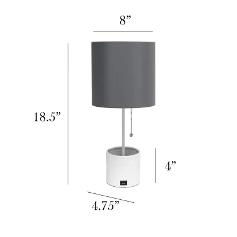 All the Rages Black And White Hammered Usb Metal Table Lamp