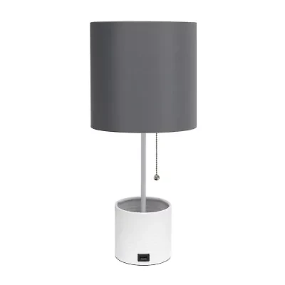 All the Rages Black And White Hammered Usb Metal Table Lamp