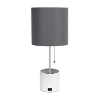 All the Rages Black And White Hammered Usb Metal Table Lamp