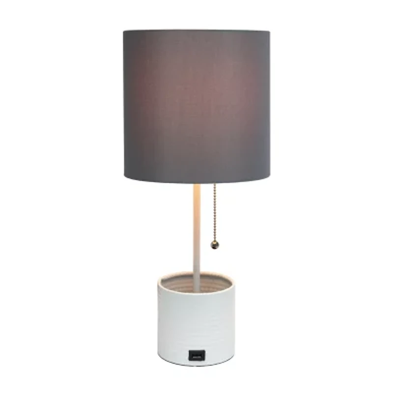 All the Rages Black And White Hammered Usb Metal Table Lamp