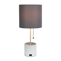 All the Rages Black And White Hammered Usb Metal Table Lamp