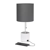 All the Rages Black And White Hammered Usb Metal Table Lamp