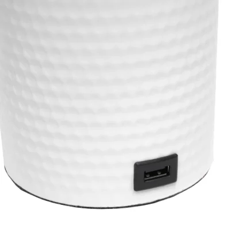 All the Rages Black And White Hammered Usb Metal Table Lamp