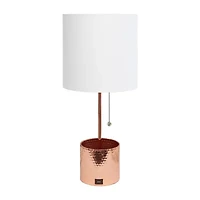 All the Rages Black And White Hammered Usb Metal Table Lamp