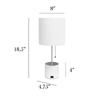 All the Rages Black And White Hammered Usb Metal Table Lamp