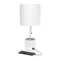 All the Rages Black And White Hammered Usb Metal Table Lamp