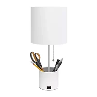 All the Rages Black And White Hammered Usb Metal Table Lamp