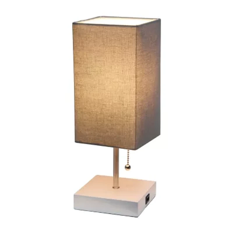 All the Rages Brushed Nickel And Brass Petite Stick Metal Table Lamp