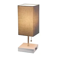 All the Rages Brushed Nickel And Brass Petite Stick Metal Table Lamp