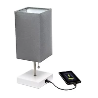 All the Rages Brushed Nickel And Brass Petite Stick Metal Table Lamp