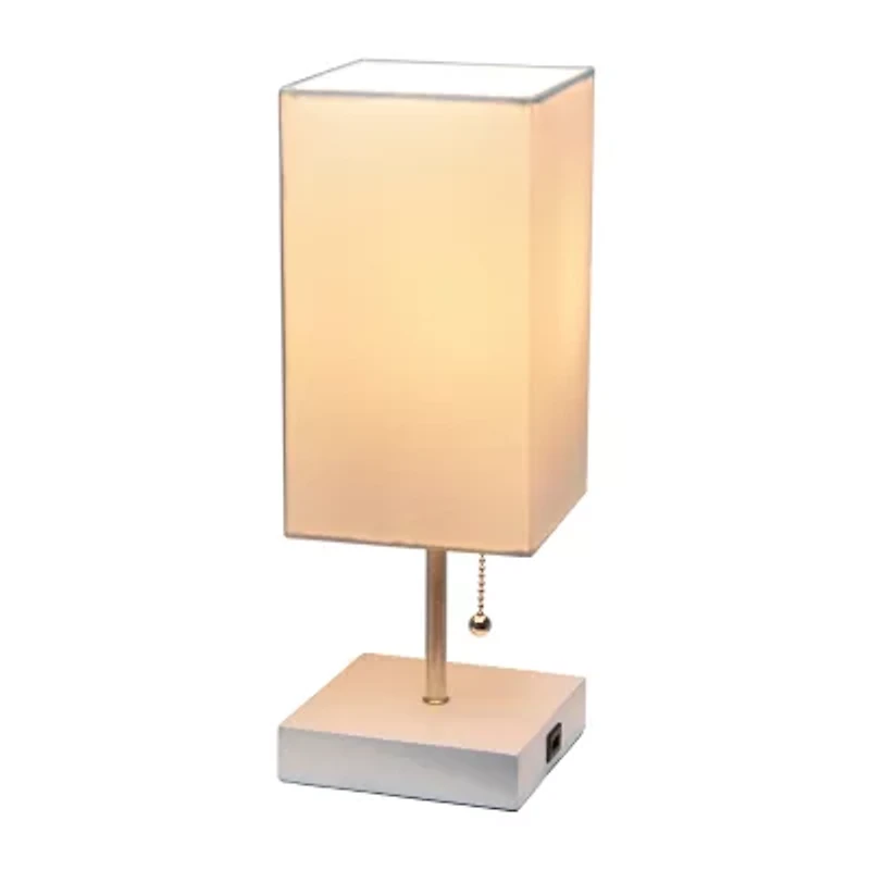 All the Rages Brushed Nickel And Brass Petite Stick Metal Table Lamp