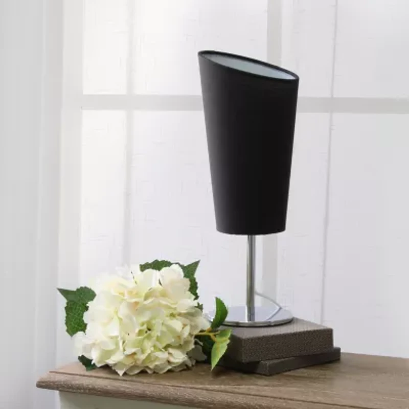 All the Rages Black Mini Chrome With Angled Shade Metal Table Lamp