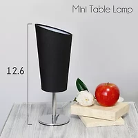 All the Rages Black Mini Chrome With Angled Shade Metal Table Lamp