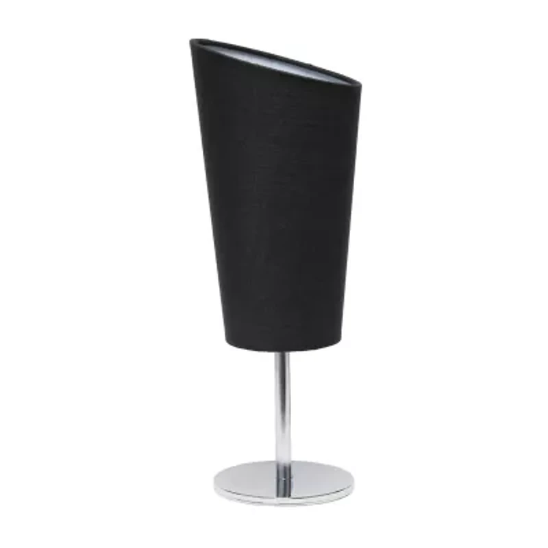 All the Rages Black Mini Chrome With Angled Shade Metal Table Lamp