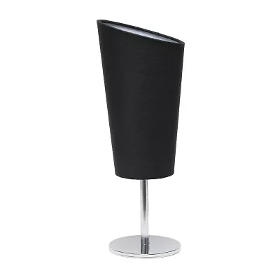 All the Rages Black Mini Chrome With Angled Shade Metal Table Lamp